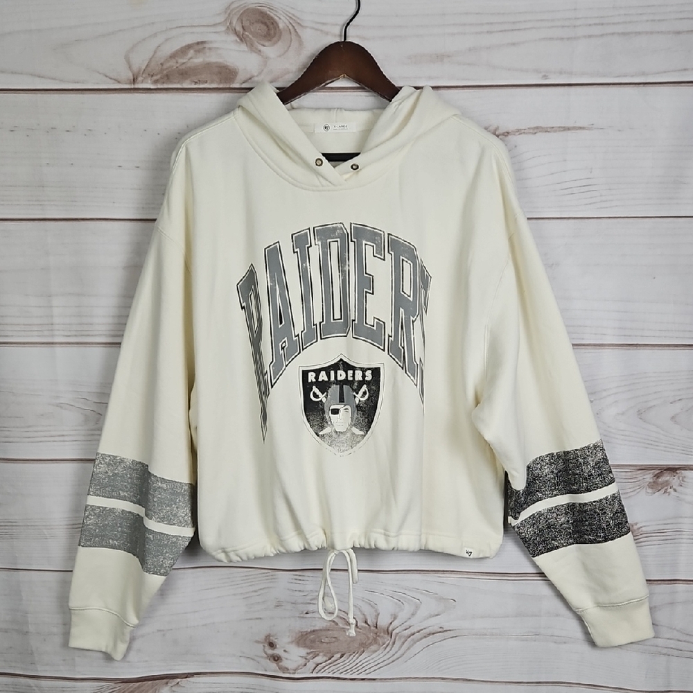 Las Vegas Raiders '47 Women's Harper Pullover Hoodie - Oatmeal Size XL